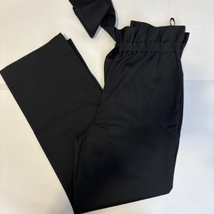 3-1 Phillip Lim - Black Paperbag Waist High Rise Wide Leg Trousers